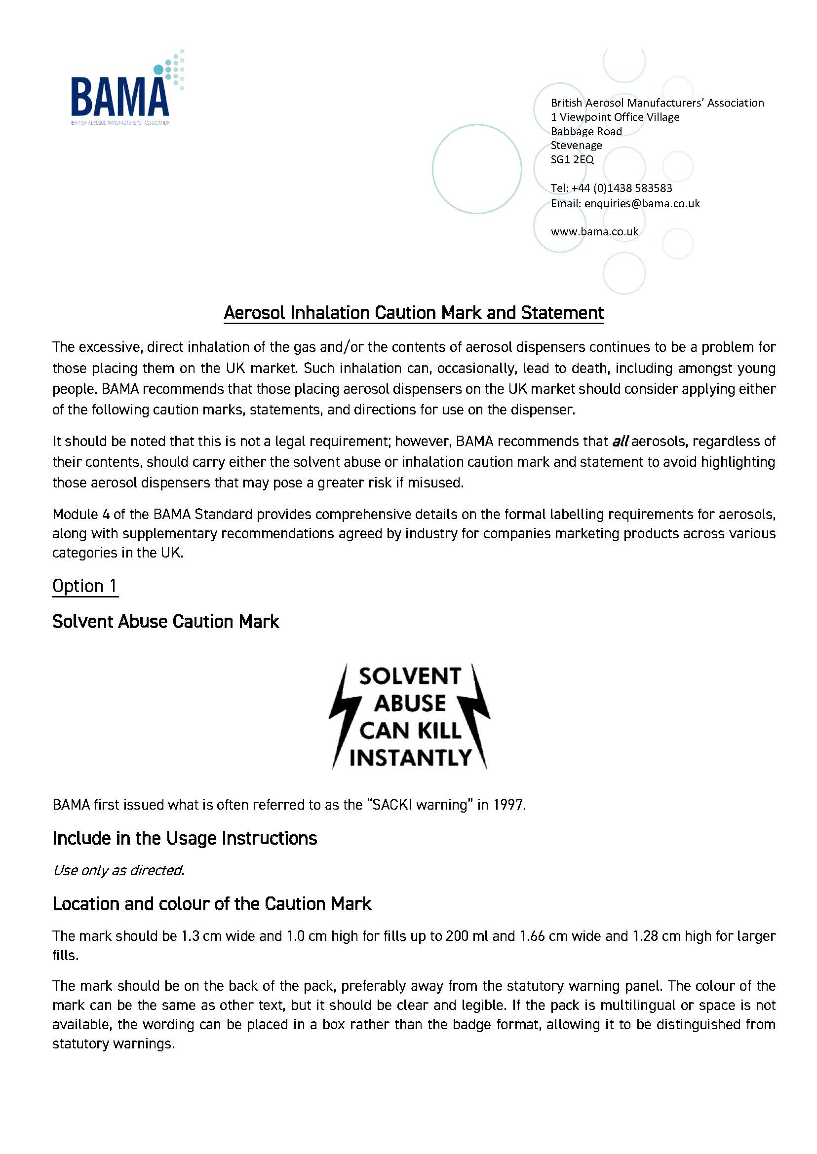 Inhalation Caution Statement